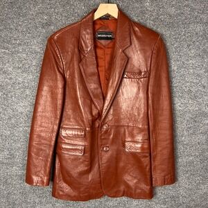 Vintage WEBSTER Mens Brown Genuine Leather Blazer Jacket Size 36 Made in Korea